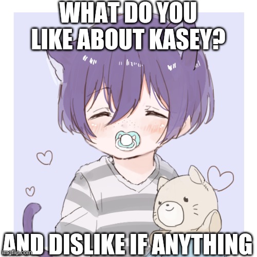 Kasey | WHAT DO YOU LIKE ABOUT KASEY? AND DISLIKE IF ANYTHING | image tagged in kasey | made w/ Imgflip meme maker