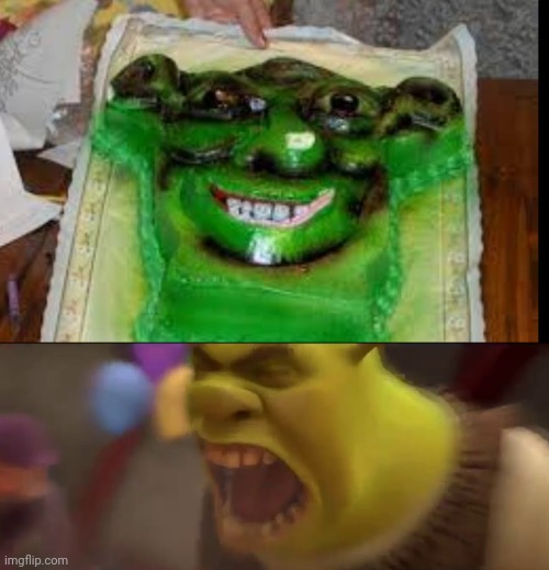 Shrek Does NOT Approve Of This Cake | image tagged in shrek screaming | made w/ Imgflip meme maker