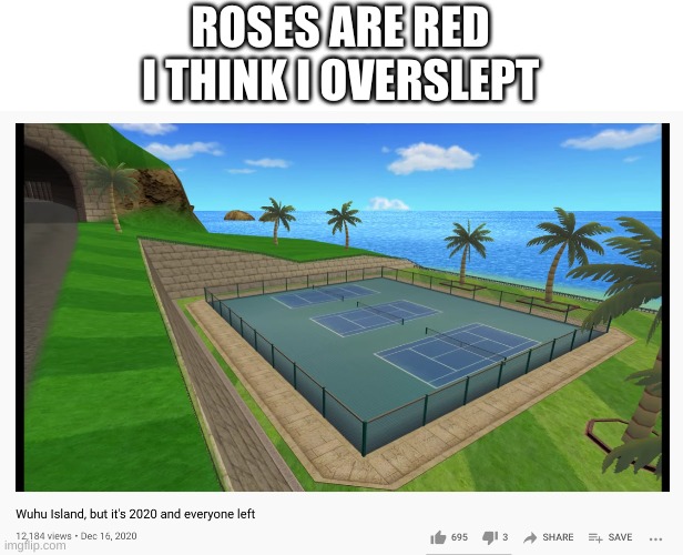 o h o k | ROSES ARE RED
I THINK I OVERSLEPT | image tagged in memes,funny,youtube,nintendo,wii,poetry | made w/ Imgflip meme maker