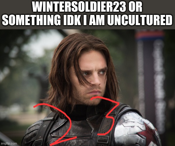 Winter Soldier | WINTERSOLDIER23 OR SOMETHING IDK I AM UNCULTURED | image tagged in winter soldier | made w/ Imgflip meme maker