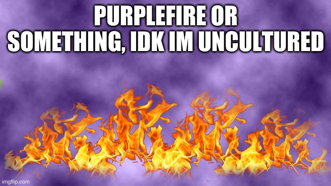 e | PURPLEFIRE OR SOMETHING, IDK IM UNCULTURED | image tagged in memes,funny,usernames,wordplay,bruh | made w/ Imgflip meme maker