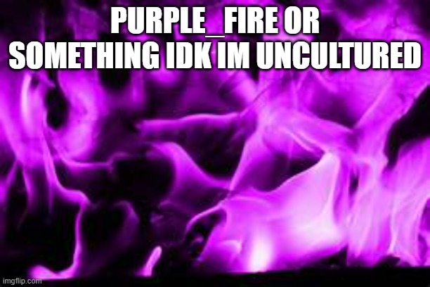 PURPLE_FIRE OR SOMETHING IDK IM UNCULTURED | made w/ Imgflip meme maker