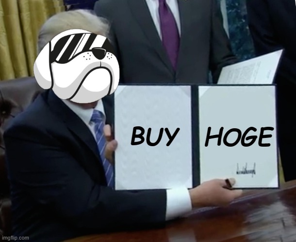 Buy Hoge the real memecoin of 2021 | HOGE; BUY | image tagged in memes,trump bill signing,hoge,doge,memecoin,defi | made w/ Imgflip meme maker