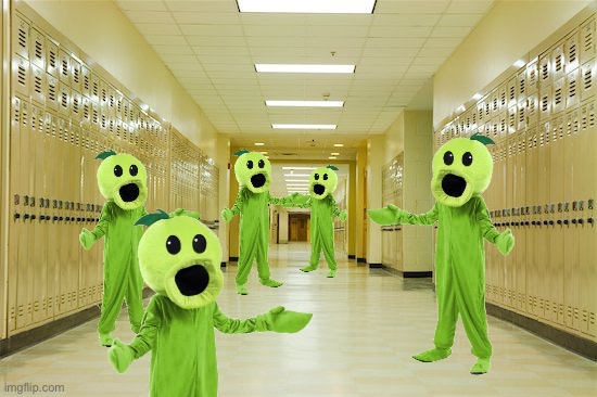 Peeshooter | image tagged in high school hallway | made w/ Imgflip meme maker