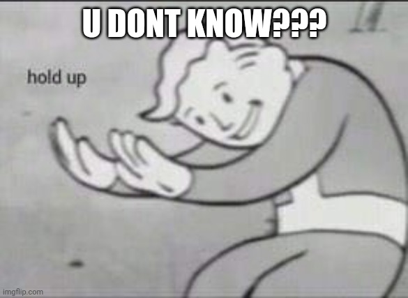 Fallout Hold Up | U DONT KNOW??? | image tagged in fallout hold up | made w/ Imgflip meme maker