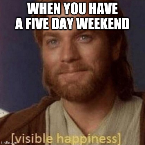 I can't wait | WHEN YOU HAVE A FIVE DAY WEEKEND | image tagged in visible happiness,weekend,long weekend | made w/ Imgflip meme maker