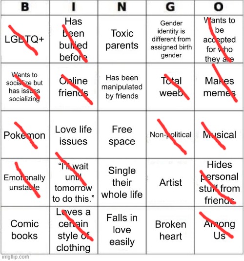 TheSuitedGayWeeb's Bingo | image tagged in jer-sama's bingo | made w/ Imgflip meme maker