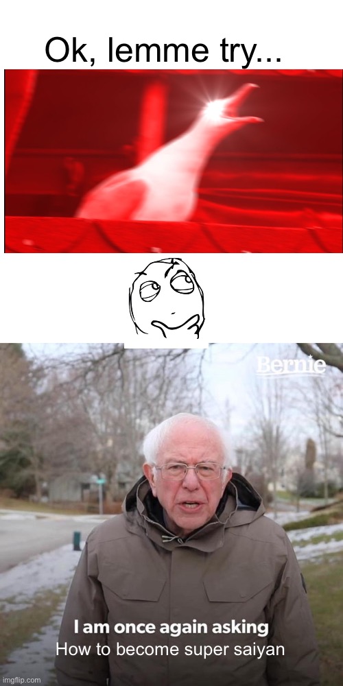 Bernie I Am Once Again Asking For Your Support Meme | Ok, lemme try... How to become super saiyan | image tagged in memes,bernie i am once again asking for your support | made w/ Imgflip meme maker