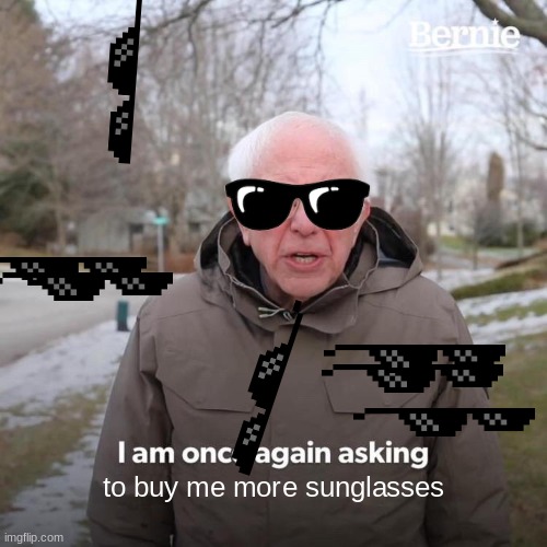You know what to do | to buy me more sunglasses | image tagged in memes,bernie i am once again asking for your support,batman slapping robin | made w/ Imgflip meme maker