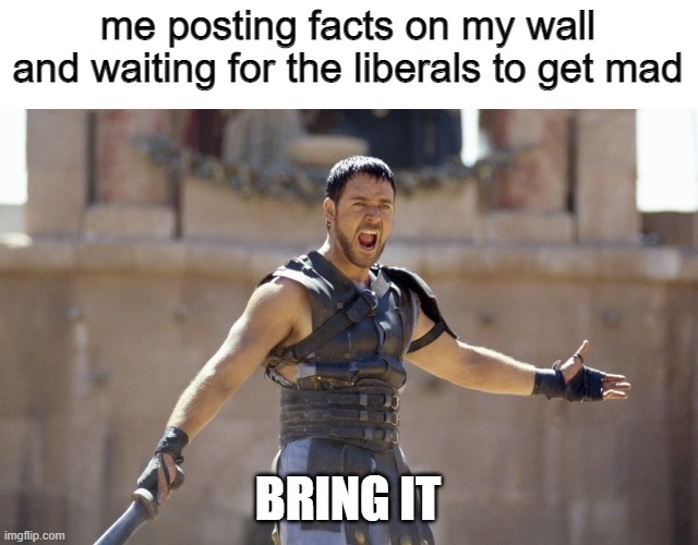gonna step on some people's toes here | me posting facts on my wall and waiting for the liberals to get mad; BRING IT | image tagged in bring it on jao,bring it,liberlas | made w/ Imgflip meme maker