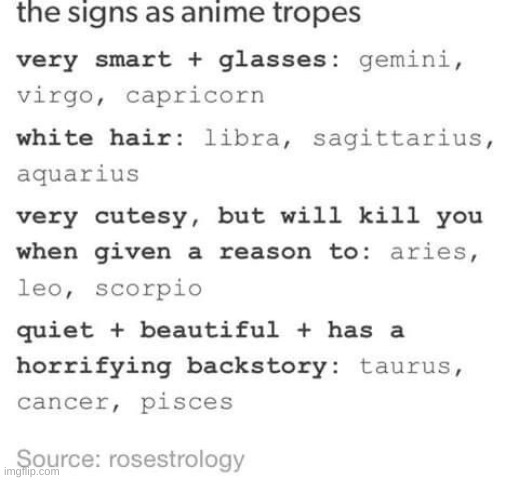 Everything Anime and Manga - What are you according to your zodiac sign?  I'm a cancer so I'm Kaori! . For more, follow us at  @everythinganimeandmanga ❤ | Facebook
