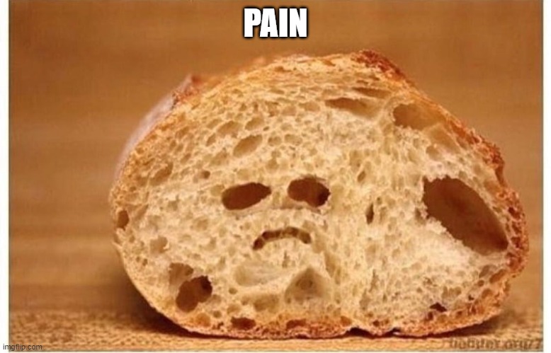 Pain Sandwich | PAIN | image tagged in sad bread,pain | made w/ Imgflip meme maker