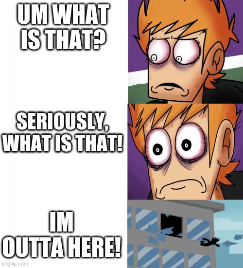 What is that! | UM WHAT IS THAT? SERIOUSLY, WHAT IS THAT! IM OUTTA HERE! | image tagged in matt reacts to fanfiction | made w/ Imgflip meme maker