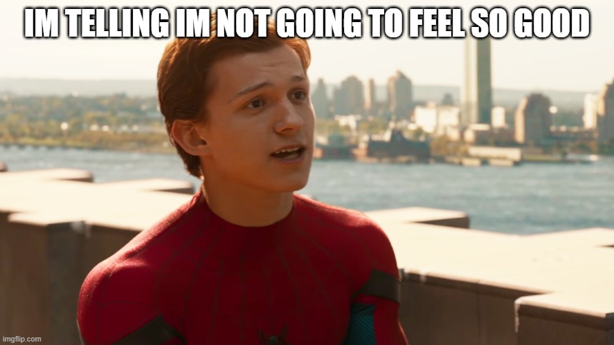 Tom Holland Spider-Man  | IM TELLING IM NOT GOING TO FEEL SO GOOD | image tagged in tom holland spider-man | made w/ Imgflip meme maker