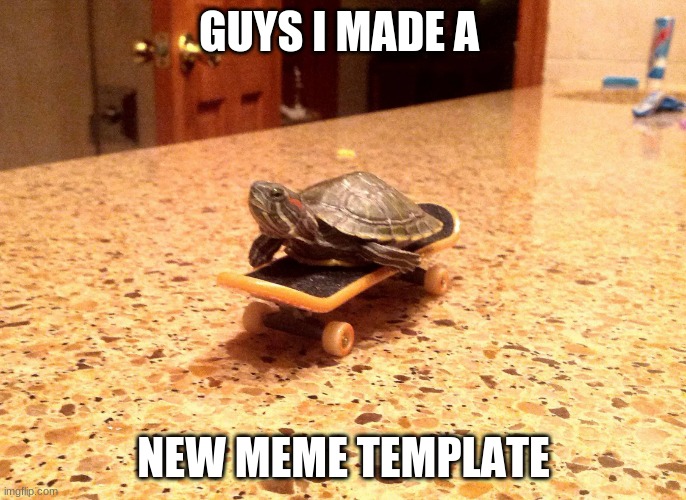 turltl sk8tr | GUYS I MADE A; NEW MEME TEMPLATE | image tagged in turltl sk8tr | made w/ Imgflip meme maker
