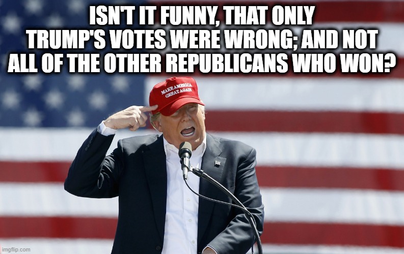 ISN'T IT FUNNY? | ISN'T IT FUNNY, THAT ONLY TRUMP'S VOTES WERE WRONG; AND NOT ALL OF THE OTHER REPUBLICANS WHO WON? | image tagged in isn't it funny,trump,lost,votes,republican,loser | made w/ Imgflip meme maker