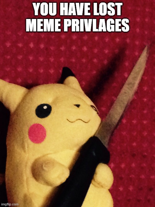 When someone reposts | YOU HAVE LOST MEME PRIVLAGES | image tagged in pikachu learned stab | made w/ Imgflip meme maker