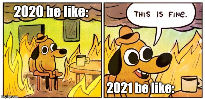 2020 vs 2021 | 2020 be like:; 2021 be like: | image tagged in memes,this is fine | made w/ Imgflip meme maker