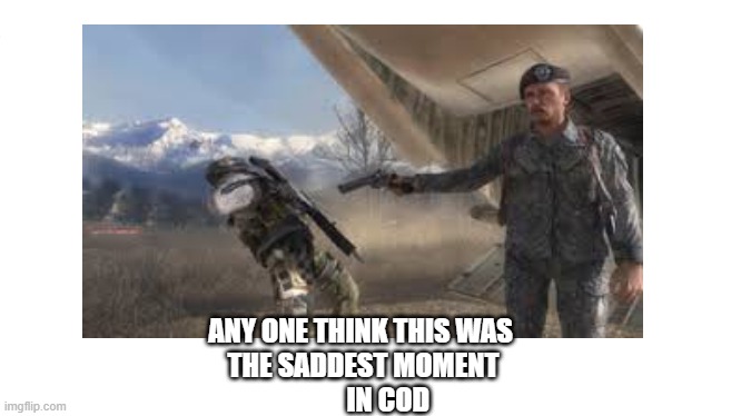 ANY ONE THINK THIS WAS 
THE SADDEST MOMENT
         IN COD | made w/ Imgflip meme maker