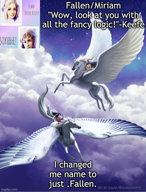 Silveny and Greyfell | Fallen/Miriam
"Wow, look at you with all the fancy logic!"-Keefe; I changed me name to just .Fallen. | image tagged in silveny and greyfell | made w/ Imgflip meme maker