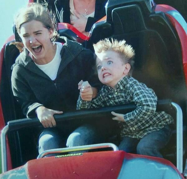 kid with mother on roller coaster Blank Meme Template