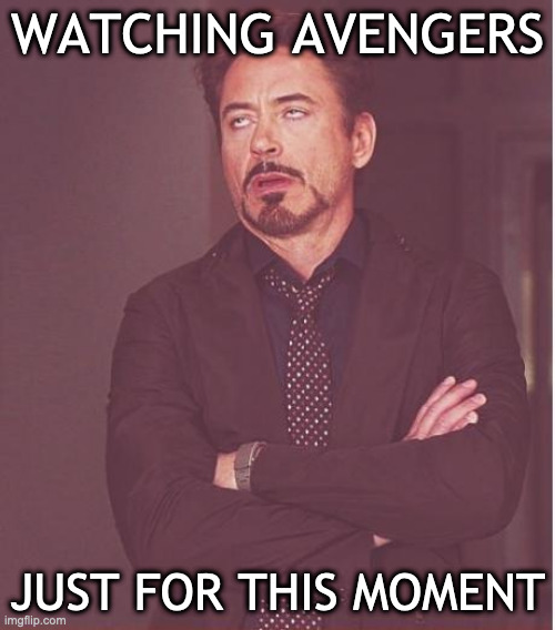the reason i watch avengers | WATCHING AVENGERS; JUST FOR THIS MOMENT | image tagged in memes,face you make robert downey jr,avengers,tony stark | made w/ Imgflip meme maker