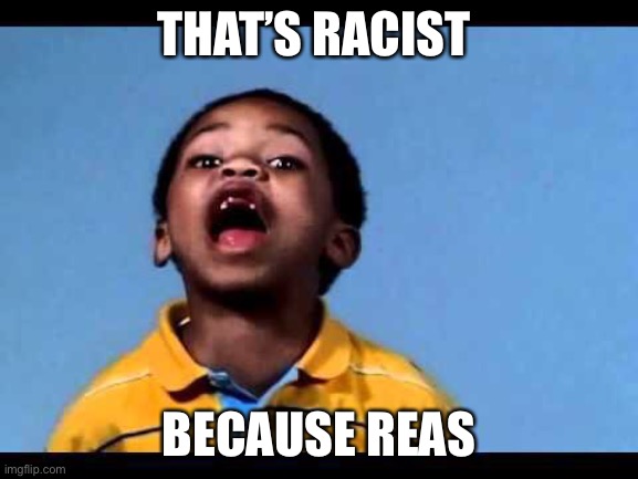 That's racist 2 | THAT’S RACIST BECAUSE REASONS | image tagged in that's racist 2 | made w/ Imgflip meme maker