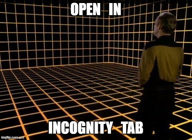 Stealthy | OPEN   IN; INCOGNITY   TAB | image tagged in blank holodeck | made w/ Imgflip meme maker