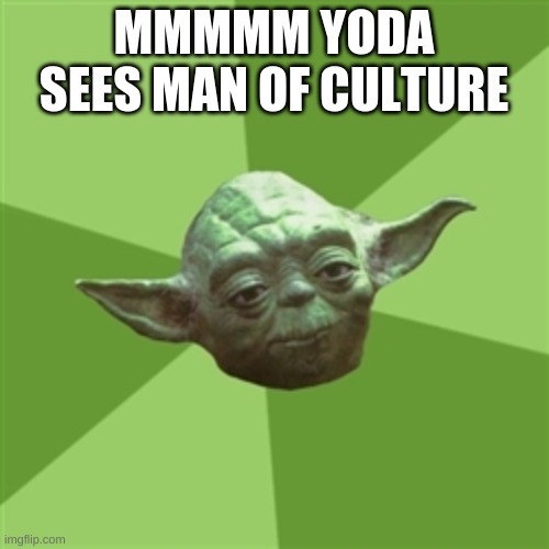 Advice Yoda Meme | MMMMM YODA SEES MAN OF CULTURE | image tagged in memes,advice yoda | made w/ Imgflip meme maker