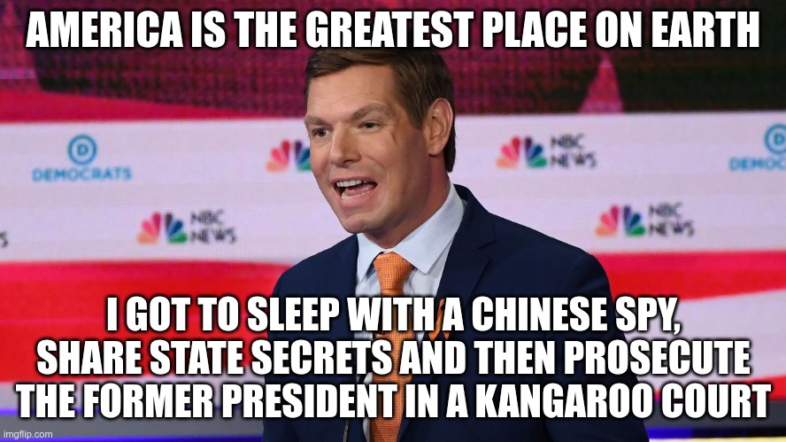 In Today's News | AMERICA IS THE GREATEST PLACE ON EARTH; I GOT TO SLEEP WITH A CHINESE SPY, SHARE STATE SECRETS AND THEN PROSECUTE THE FORMER PRESIDENT IN A KANGAROO COURT | image tagged in kangaroo court,not a trial,sham | made w/ Imgflip meme maker