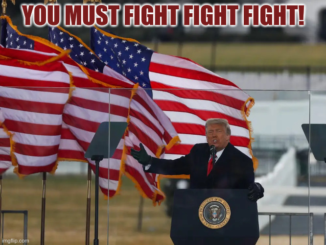 Jan 6th fight fight fight! | YOU MUST FIGHT FIGHT FIGHT! | image tagged in donald trump | made w/ Imgflip meme maker