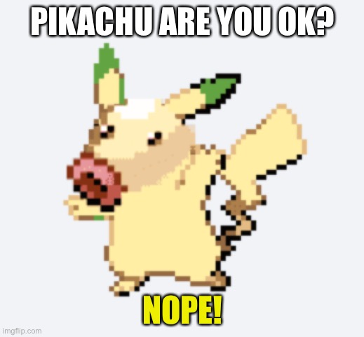 PIKACHU ARE YOU OK? NOPE! | image tagged in pikachu | made w/ Imgflip meme maker