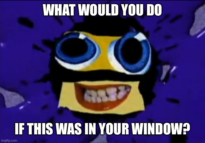 Klasky Csupo Robot | WHAT WOULD YOU DO; IF THIS WAS IN YOUR WINDOW? | image tagged in klasky csupo robot | made w/ Imgflip meme maker