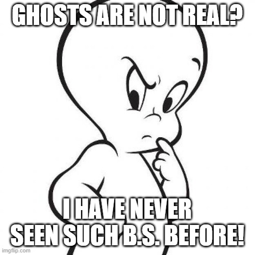 casper | GHOSTS ARE NOT REAL? I HAVE NEVER SEEN SUCH B.S. BEFORE! | image tagged in casper | made w/ Imgflip meme maker