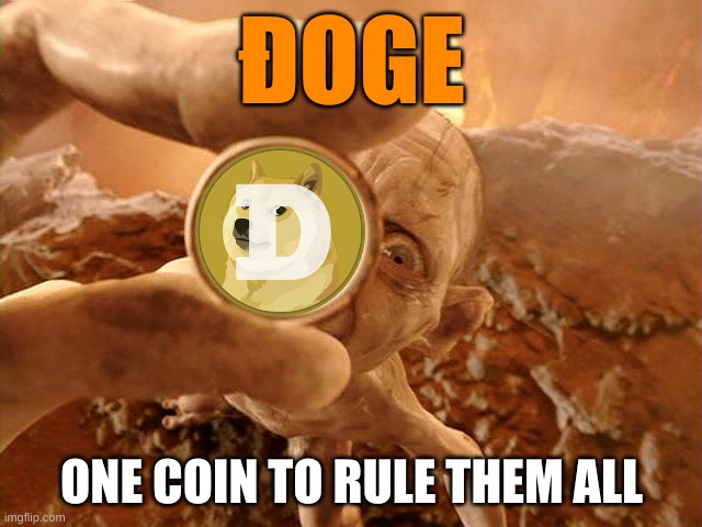 Dogecoin to Rule Them All | ÐOGE; ONE COIN TO RULE THEM ALL | image tagged in doge,coin,crypto,dogecoin,money,investment | made w/ Imgflip meme maker