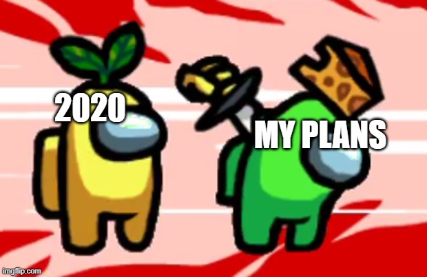 I hate you 2020 | MY PLANS; 2020 | image tagged in among us stab | made w/ Imgflip meme maker