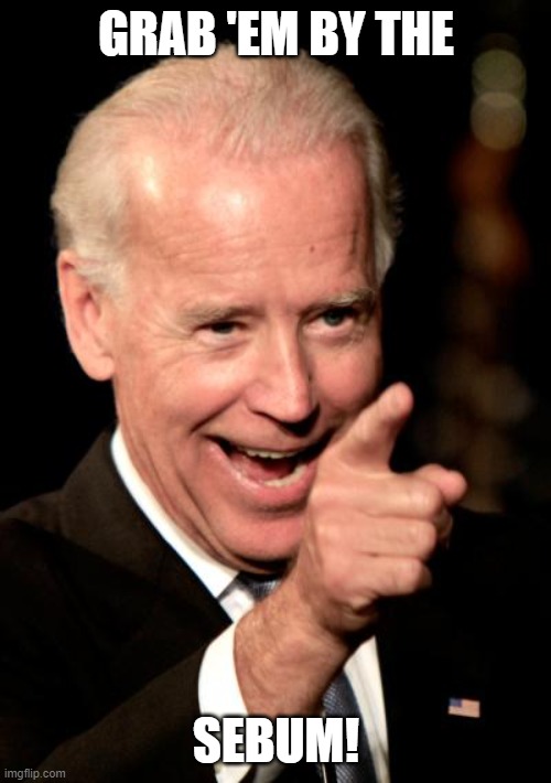 Smilin Biden Meme | GRAB 'EM BY THE SEBUM! | image tagged in memes,smilin biden | made w/ Imgflip meme maker