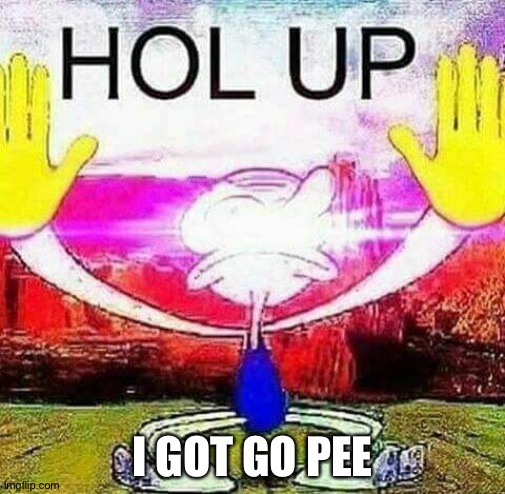 Hol up squidward | I GOT GO PEE | image tagged in hol up squidward | made w/ Imgflip meme maker