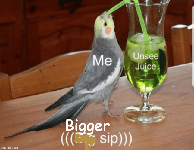 Unsee juice | Bigger | image tagged in unsee juice | made w/ Imgflip meme maker