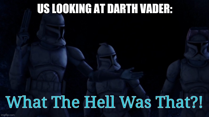What The Hell Was That?! (Meme) | US LOOKING AT DARTH VADER: | image tagged in what the hell was that meme | made w/ Imgflip meme maker