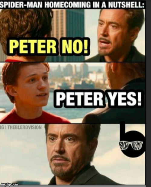 image tagged in peter no,peter yes,gifs,spiderman homecoming | made w/ Imgflip meme maker