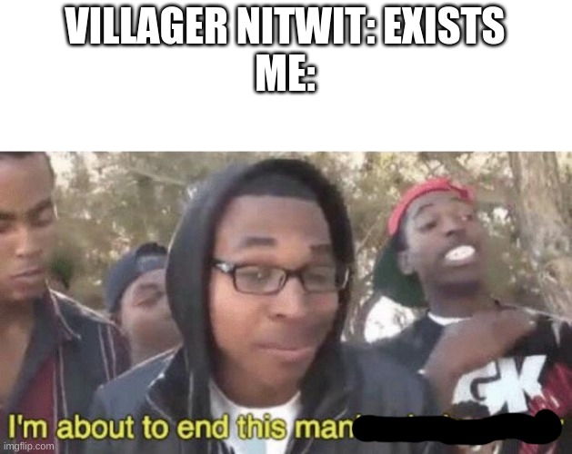 I’m about to end this man’s whole career | VILLAGER NITWIT: EXISTS
ME: | image tagged in i m about to end this man s whole career | made w/ Imgflip meme maker