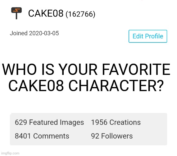 CAKE08 characters | WHO IS YOUR FAVORITE CAKE08 CHARACTER? | made w/ Imgflip meme maker