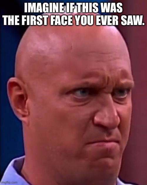 Scary. | IMAGINE IF THIS WAS THE FIRST FACE YOU EVER SAW. | image tagged in scary | made w/ Imgflip meme maker