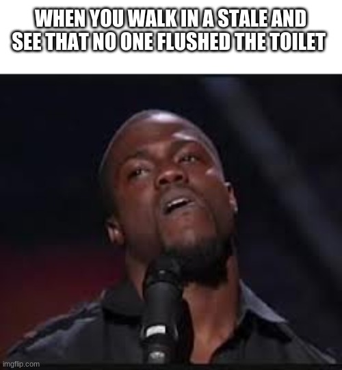 Kevin Hart | WHEN YOU WALK IN A STALE AND SEE THAT NO ONE FLUSHED THE TOILET | image tagged in kevin hart | made w/ Imgflip meme maker