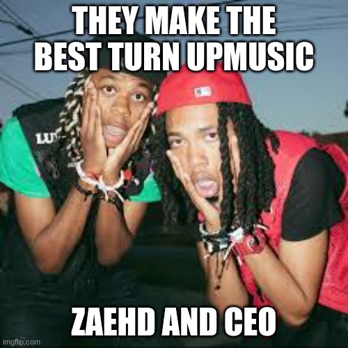 Zaehd and CEO | THEY MAKE THE BEST TURN UPMUSIC; ZAEHD AND CEO | image tagged in music,rap,zaehd,ceo,hype | made w/ Imgflip meme maker
