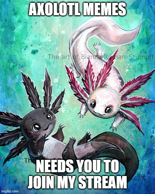 https://imgflip.com/m/Axolotl_memes | AXOLOTL MEMES; NEEDS YOU TO JOIN MY STREAM | made w/ Imgflip meme maker