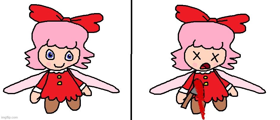 Ribbon Being Stabbed Once Again | image tagged in kirby,gore,blood,funny,cute,fanart | made w/ Imgflip meme maker