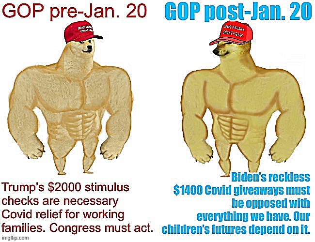Things that make you go hmmm | image tagged in gop hypocrite,conservative hypocrisy,conservative logic,covid-19,politics,buff doge vs cheems | made w/ Imgflip meme maker