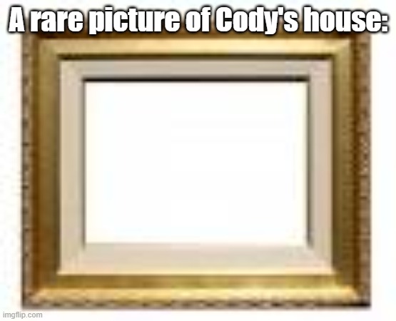Shelter is for sissy wimps | A rare picture of Cody's house: | image tagged in picture frame | made w/ Imgflip meme maker